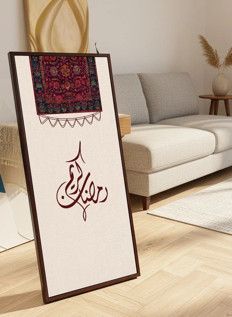 LOWHA Canvas Wall Art on Wooden Frame with Brown Floating Frame and Back Stand Featuring Ramadan Kareem Design